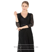 將圖片載入圖庫檢視器，Azelia Black Long Lace Dress - WeddingConfetti