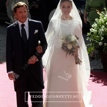 將圖片載入圖庫檢視器，The Premala Bridal Long Sleeves White Gown (Customisable) - WeddingConfetti