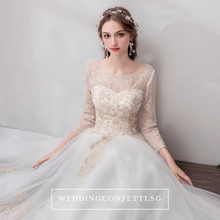 將圖片載入圖庫檢視器，The Marlowe Wedding Bridal White Long Illusion Sleeves Dress  - WeddingConfetti