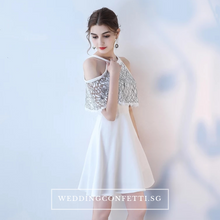 將圖片載入圖庫檢視器，The Lorde Lace Off Shoulder / Halter Black / White Dress - WeddingConfetti