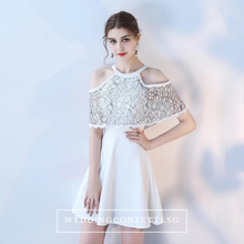 將圖片載入圖庫檢視器，The Lorde Lace Off Shoulder / Halter Black / White Dress - WeddingConfetti