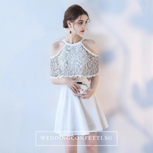 將圖片載入圖庫檢視器，The Lorde Lace Off Shoulder / Halter Black / White Dress - WeddingConfetti