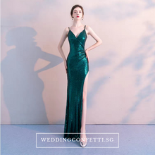 將圖片載入圖庫檢視器，The Soleil Blue/Wine Red/Green Sleeveless Sequined Dress - WeddingConfetti