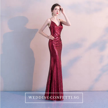 將圖片載入圖庫檢視器，The Soleil Blue/Wine Red/Green Sleeveless Sequined Dress - WeddingConfetti