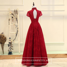 將圖片載入圖庫檢視器，The Jassinta Red Cheongsam Mandarin Collar Short Sleeves Dress - WeddingConfetti