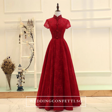 將圖片載入圖庫檢視器，The Jassinta Red Cheongsam Mandarin Collar Short Sleeves Dress - WeddingConfetti