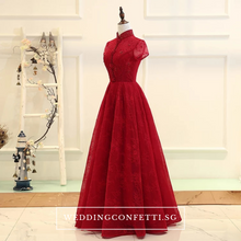將圖片載入圖庫檢視器，The Jassinta Red Cheongsam Mandarin Collar Short Sleeves Dress - WeddingConfetti