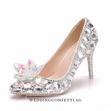 將圖片載入圖庫檢視器，Wedding Bridal Cinderella Crystal Heels - WeddingConfetti