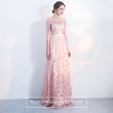 將圖片載入圖庫檢視器，The Vachel Pink / Champagne / Navy Blue Sequined Lace Gown - WeddingConfetti