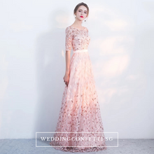 將圖片載入圖庫檢視器，The Vachel Pink / Champagne / Navy Blue Sequined Lace Gown - WeddingConfetti