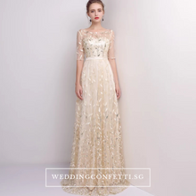 將圖片載入圖庫檢視器，The Vachel Pink / Champagne / Navy Blue Sequined Lace Gown - WeddingConfetti