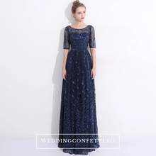 將圖片載入圖庫檢視器，The Vachel Pink / Champagne / Navy Blue Sequined Lace Gown - WeddingConfetti