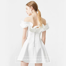 將圖片載入圖庫檢視器，The Wendy White Ruffled Off Shoulder Dress - WeddingConfetti
