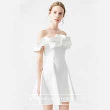 將圖片載入圖庫檢視器，The Wendy White Ruffled Off Shoulder Dress - WeddingConfetti