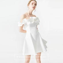 將圖片載入圖庫檢視器，The Wendy White Ruffled Off Shoulder Dress - WeddingConfetti