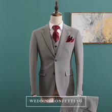 將圖片載入圖庫檢視器，Klause Groom Men's Beige / Grey / Black Suit Jacket, Vest and Pants (3 Piece) - WeddingConfetti