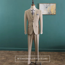 將圖片載入圖庫檢視器，Klause Groom Men's Beige / Grey / Black Suit Jacket, Vest and Pants (3 Piece) - WeddingConfetti