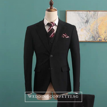 將圖片載入圖庫檢視器，Klause Groom Men's Beige / Grey / Black Suit Jacket, Vest and Pants (3 Piece) - WeddingConfetti