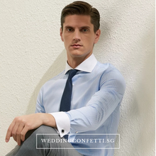將圖片載入圖庫檢視器，Elliot Blue Striped Long Sleeve Shirt - WeddingConfetti