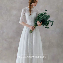 將圖片載入圖庫檢視器，The Raquelle Wedding Bridal Mandarin Collar Long Sleeves Gown - WeddingConfetti