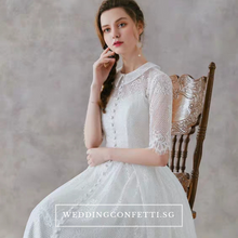 將圖片載入圖庫檢視器，The Raquelle Wedding Bridal Mandarin Collar Long Sleeves Gown - WeddingConfetti