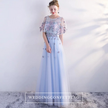 將圖片載入圖庫檢視器，The Pauletta Blue Floral Flare Sleeves Dress - WeddingConfetti