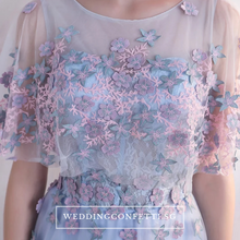 將圖片載入圖庫檢視器，The Pauletta Blue Floral Flare Sleeves Dress - WeddingConfetti