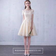 將圖片載入圖庫檢視器，The Lynne Champagne Off Shoulder Gown - WeddingConfetti