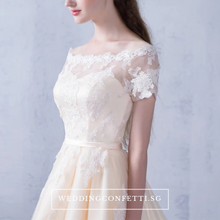 將圖片載入圖庫檢視器，The Lynne Champagne Off Shoulder Gown - WeddingConfetti