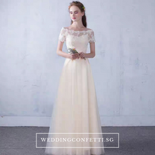 將圖片載入圖庫檢視器，The Lynne Champagne Off Shoulder Gown - WeddingConfetti