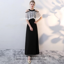 將圖片載入圖庫檢視器，The Lorde Lace Off Shoulder / Halter Black Dress - WeddingConfetti