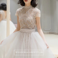 將圖片載入圖庫檢視器，The Rossalie Wedding Bridal High Collar Gown - WeddingConfetti