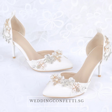 將圖片載入圖庫檢視器，Wedding Floral Crystal Heels - WeddingConfetti