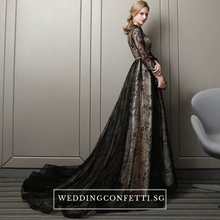 將圖片載入圖庫檢視器，The Rhodella Black Long Sleeves Gown - WeddingConfetti
