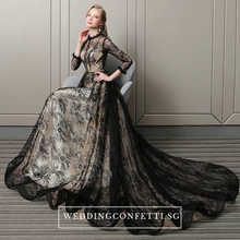 將圖片載入圖庫檢視器，The Rhodella Black Long Sleeves Gown - WeddingConfetti