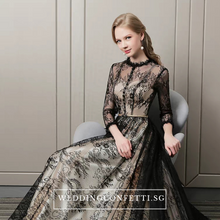 將圖片載入圖庫檢視器，The Rhodella Black Long Sleeves Gown - WeddingConfetti