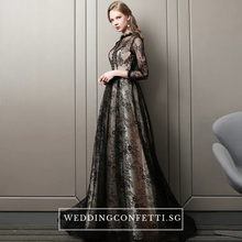 將圖片載入圖庫檢視器，The Rhodella Black Long Sleeves Gown - WeddingConfetti