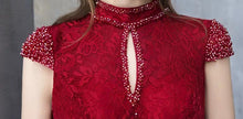 將圖片載入圖庫檢視器，The Taylor Red High Collar Short Sleeve Gown - WeddingConfetti