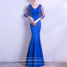 將圖片載入圖庫檢視器，The Lethicia Wedding Bridal Blue / Black / White / Champagne Short Sleeves Gown Dress - WeddingConfetti