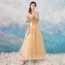 將圖片載入圖庫檢視器，The Windermere Gold Flare Sleeves Gown - WeddingConfetti