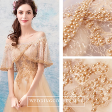 將圖片載入圖庫檢視器，The Windermere Gold Flare Sleeves Gown - WeddingConfetti