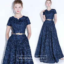 將圖片載入圖庫檢視器，The Rikka Black/Pink/Red/Navy Blue/Gold/Grey Short Sleeve Gown - WeddingConfetti