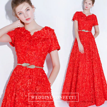 將圖片載入圖庫檢視器，The Rikka Black/Pink/Red/Navy Blue/Gold/Grey Short Sleeve Gown - WeddingConfetti