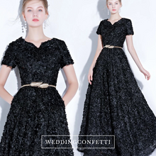 將圖片載入圖庫檢視器，The Rikka Black/Pink/Red/Navy Blue/Gold/Grey Short Sleeve Gown - WeddingConfetti
