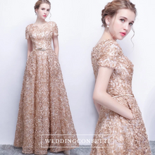 將圖片載入圖庫檢視器，The Rikka Black/Pink/Red/Navy Blue/Gold/Grey Short Sleeve Gown - WeddingConfetti