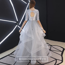 將圖片載入圖庫檢視器，The Alethea Silver Sequined Long Sleeves Gown - WeddingConfetti