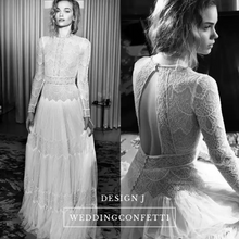 將圖片載入圖庫檢視器，The Yolanda Bohemian Bridal Long Sleeves Gown - WeddingConfetti