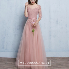 將圖片載入圖庫檢視器，The Rosaelyn Pink lace Sleeves Short Evening Gown - WeddingConfetti