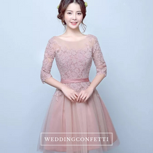 將圖片載入圖庫檢視器，The Rosaelyn Pink lace Sleeves Short Evening Gown - WeddingConfetti