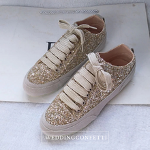 將圖片載入圖庫檢視器，Wedding Bridal Gold / Silver / Black Glitter Sneakers - WeddingConfetti